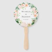 floral peach + wedding foliage handwaaier (Voorkant)