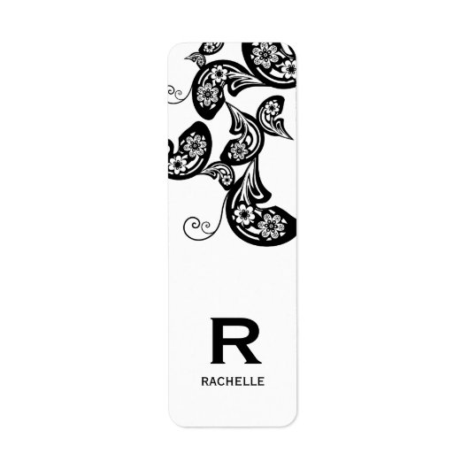 Floral Peacock Black Party Seal Custom Labels (Voorkant)