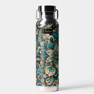 Floral Peacock Blue Mandala Waterfles