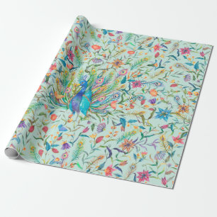 Floral Peacock Cadeaupapier