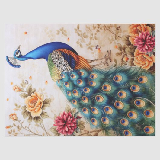 Floral Peacock Decoupage Tissuepapier (Voorkant)