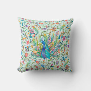  Floral Peacock Kussen