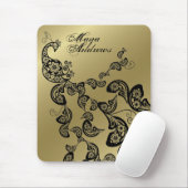 Floral Peacock Pattern Gold Custom Gift Mousepad Muismat (Met muis)