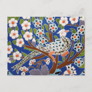 Floral Peacock Tile Art Briefkaart