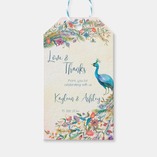 Floral Peacock verlovingsfeest gunt cadeaubonnen l Cadeaulabel (Voorkant)