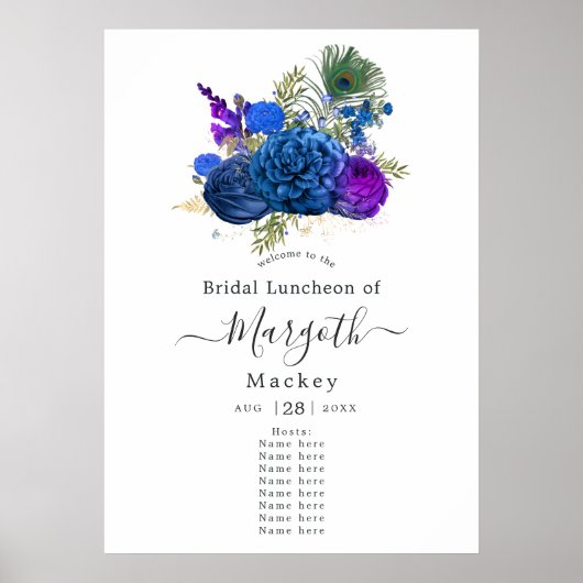  Floral Peacock Welkom Poster (Voorkant)