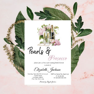 Floral Pearls Prosecco Bruidsdouche  Kaart