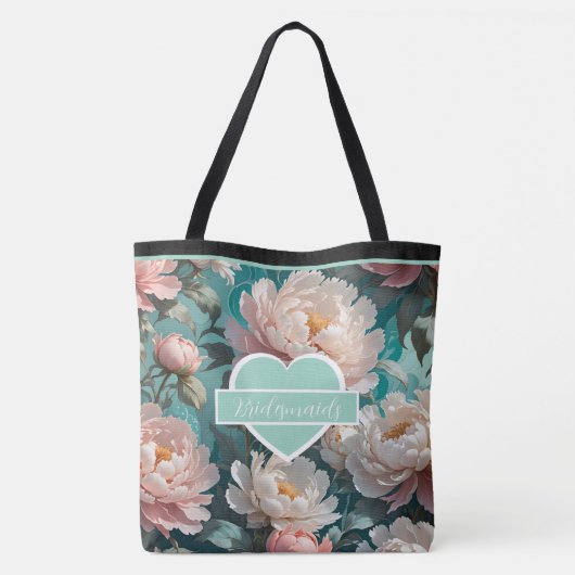 Floral Peonies multi Print Bruidsmeisjes Canvas ta Draagtas (Achterkant)
