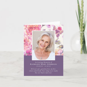 Floral Peony Foto Funeral Sympathie Folders Bedankkaart