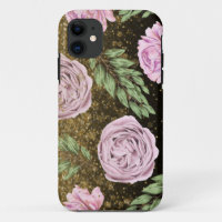 *~* Floral  Peony Glitter Black