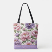 Floral Peony Personalized Tote Bag (Achterkant)