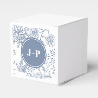 Floral Periwinkle Blue Monogram Wedding Bedankdoosjes