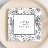 Floral Periwinkle Elegant Black Wedding Servet