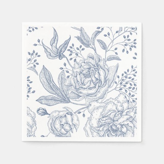 Floral Periwinkle Elegant Blue Wedding Servet (Voorkant)