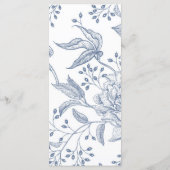Floral Periwinkle Elégant Mariage Réception Menu (Dos)