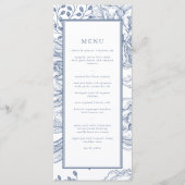 Floral Periwinkle Elégant Mariage Réception Menu (Devant)