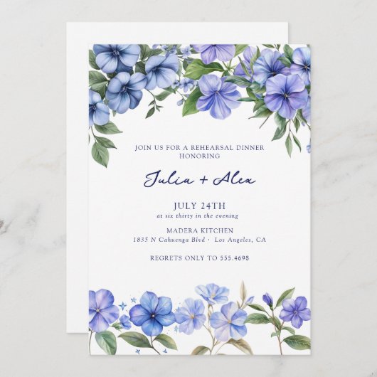 Floral Periwinkle | Elegant repetitiediner Kaart (Voorkant / Achterkant)