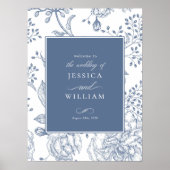 Floral Periwinkle Élégante Affiche de bienvenue de (Devant)