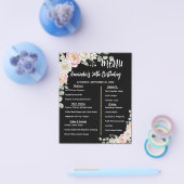 Floral Personalized Birthday Menu Program Card (Enkel)