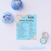 Floral Personalized Birthday Menu Program Card (Enkel)