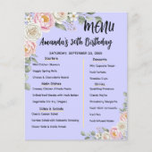 Floral Personalized Birthday Menu Program Card (Voorkant)