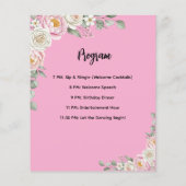 Floral Personalized Birthday Menu Program Card (Achterkant)