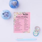 Floral Personalized Birthday Menu Program Card (Enkel)