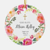 Floral Personalized Girl Baptism Ornament (Voorkant)