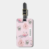 Floral Personalized Pastel Pink Bagagelabel (Voorkant verticaal)