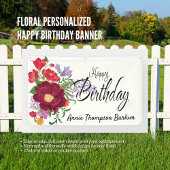 Floral Personnalisé Bonne Bannière d'anniversaire