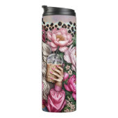 Floral Pet Coffee Leopard Chic Thermosbeker (Geroteerd rechts)
