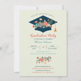 Floral Pet Graduation Party Invitation Kaart