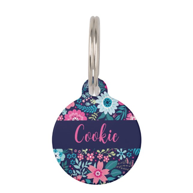 Floral pet tag huisdierpenning (Voorkant)