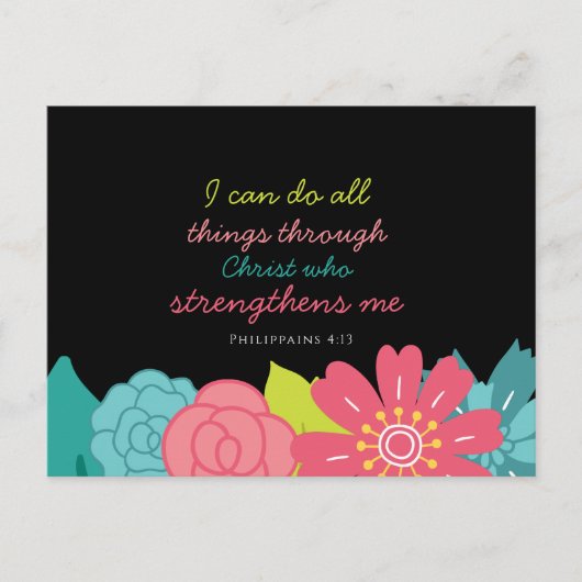 Floral Philippians 4:13 Briefkaart (Voorkant)