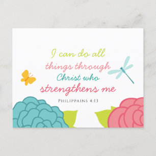 Floral Philippians 4:13 Carte postale