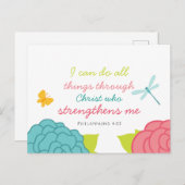Floral Philippians 4:13 Carte postale (Devant / Derrière)