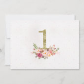 Floral Photo 1er Anniversaire Fête Invitation (Dos)