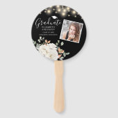 Floral Photo Afstuderen String Lights Black Handwaaier (Voorkant)