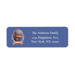 Floral Photo Christmas Blue Violet retouradres Etiket