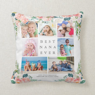 Floral Photo Collage BESTE NANA OOIT Aangepaste te Kussen