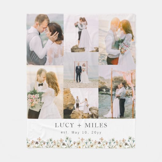 Floral Photo Collage Fleece Deken (Voorkant)