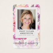 Floral Photo Funeral Carte de prière commémorative (Devant)