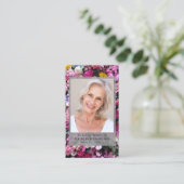 Floral Photo Funeral Carte de prière commémorative (Debout devant)