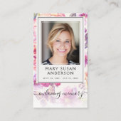 Floral Photo Funeral Carte de prière commémorative (Devant)