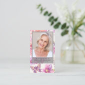 Floral Photo Funeral Carte de prière commémorative (Debout devant)