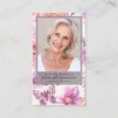 Floral Photo Funeral Carte de prière commémorative (Devant)