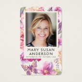 Floral Photo Funeral Carte de prière commémorative (Devant)