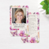 Floral Photo Funeral Carte de prière commémorative (Bureau)