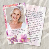 Floral Photo Funeral Carte de prière commémorative