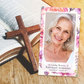 Floral Photo Funeral Carte de prière commémorative